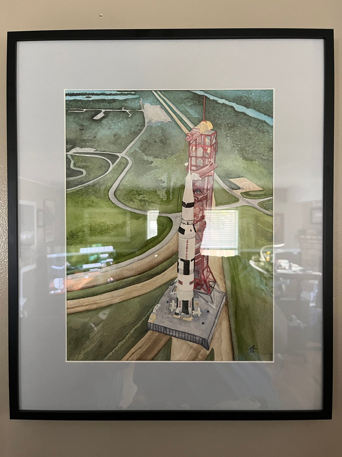 Saturn V Rolls Forth FRAMED Original Painting