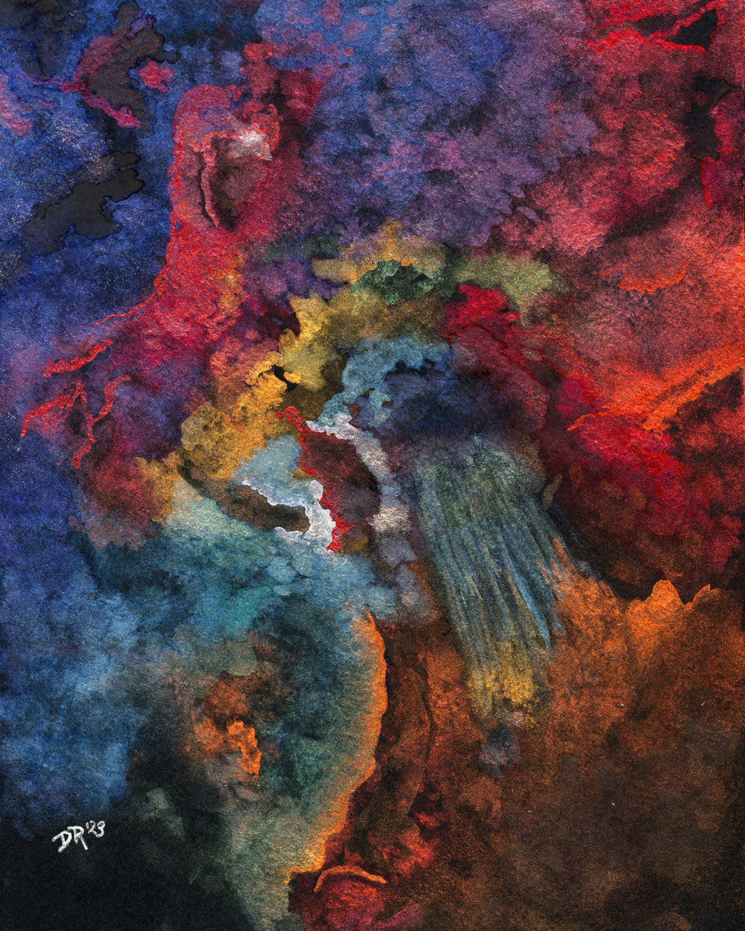 SPECTRAL LAGOON Original Pearlescent Watercolor Painting