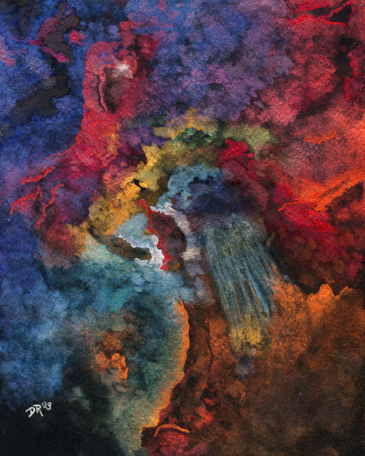 SPECTRAL LAGOON Original Pearlescent Watercolor Painting