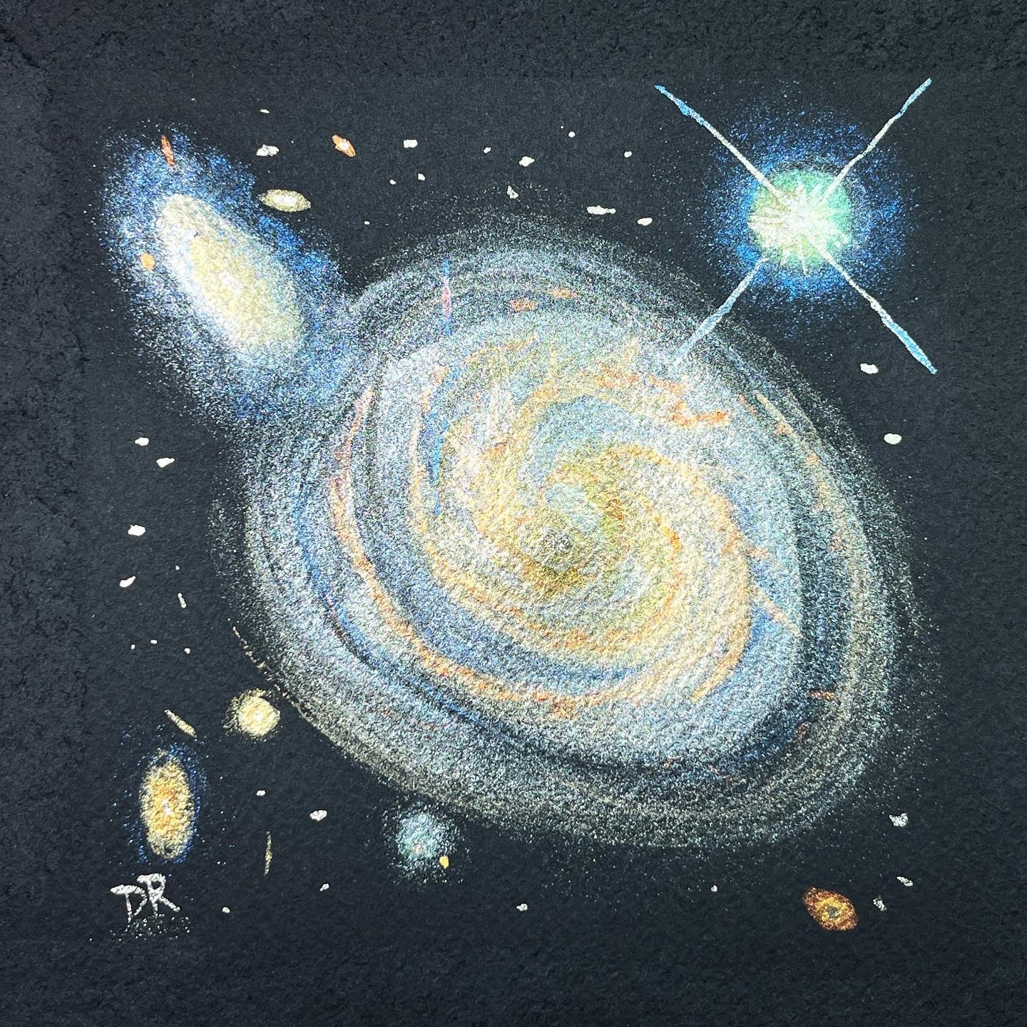 Galactic Conjunction watercolor painting by Danielle Rose