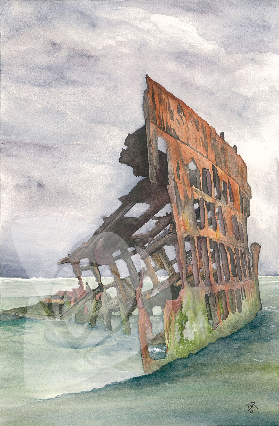 Peter Iredale watercolor painting by Danielle Rose