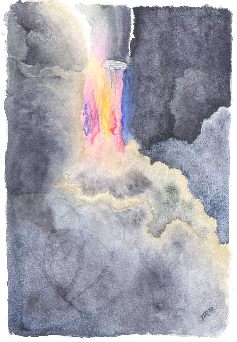 Starship Spectrum watercolor painting by Danielle Rose