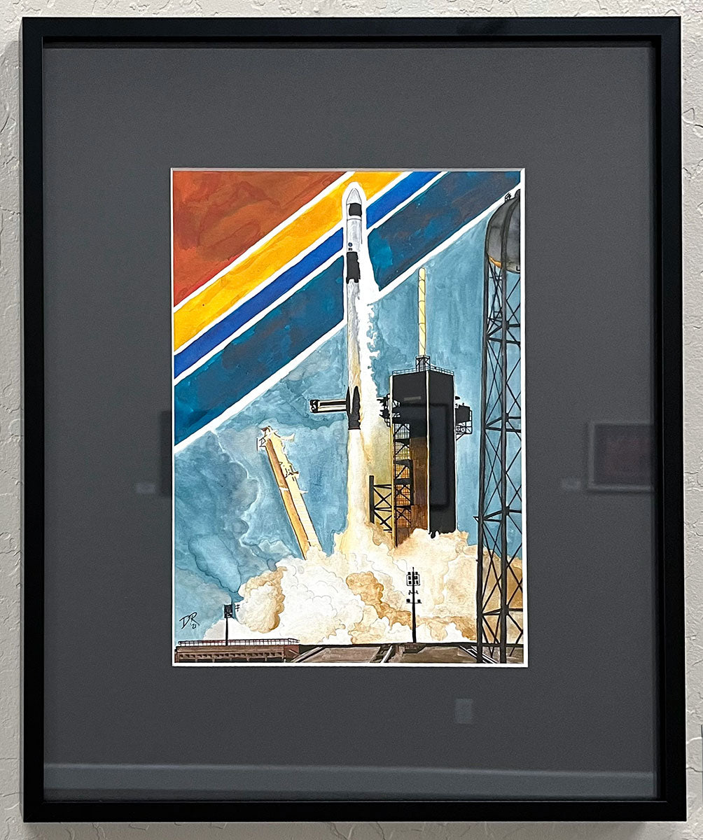 SpaceX DM-2 Launch original painting by Danielle Rose